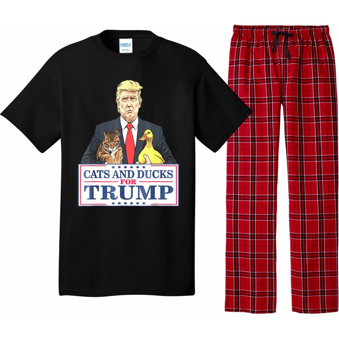 Cats And Ducks For Trump 2024 Kittens And Ducks For Trump Pajama Set