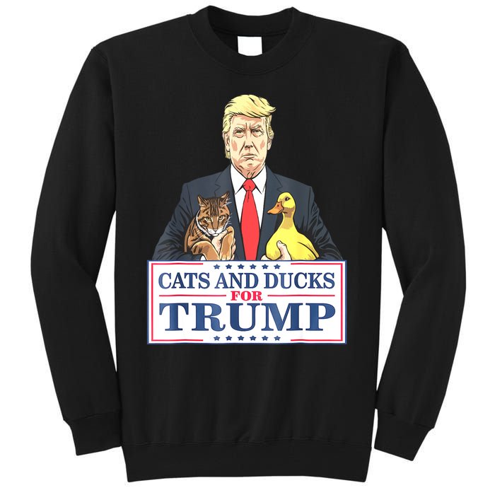 Cats And Ducks For Trump 2024 Kittens And Ducks For Trump Tall Sweatshirt