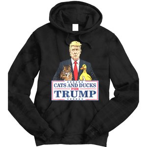 Cats And Ducks For Trump 2024 Kittens And Ducks For Trump Tie Dye Hoodie