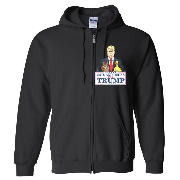 Cats And Ducks For Trump 2024 Kittens And Ducks For Trump Full Zip Hoodie