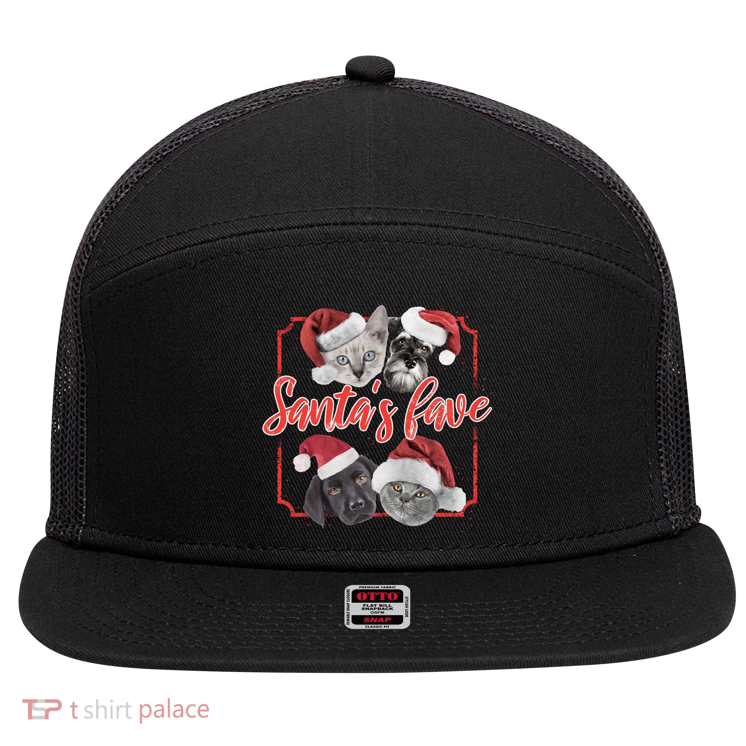 Cats And Dogs Santa's Love 7 Panel Mesh Trucker Snapback Hat