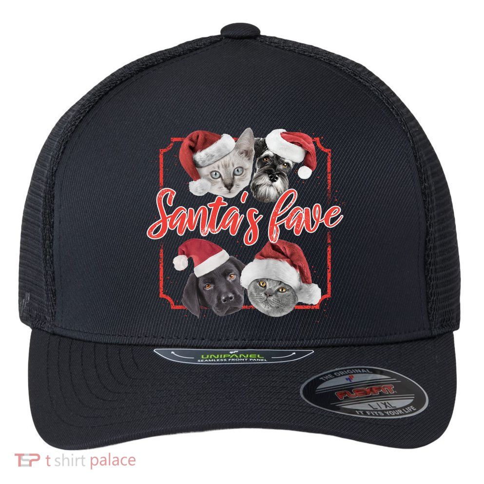 Cats And Dogs Santa's Love Flexfit Unipanel Trucker Cap