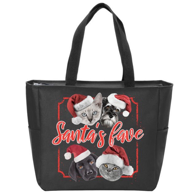 Cats And Dogs Santa's Love Zip Tote Bag
