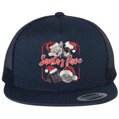 Cats And Dogs Santa's Love Flat Bill Trucker Hat