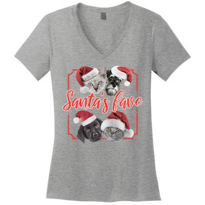 Cats And Dogs Santa's Love Women's V-Neck T-Shirt