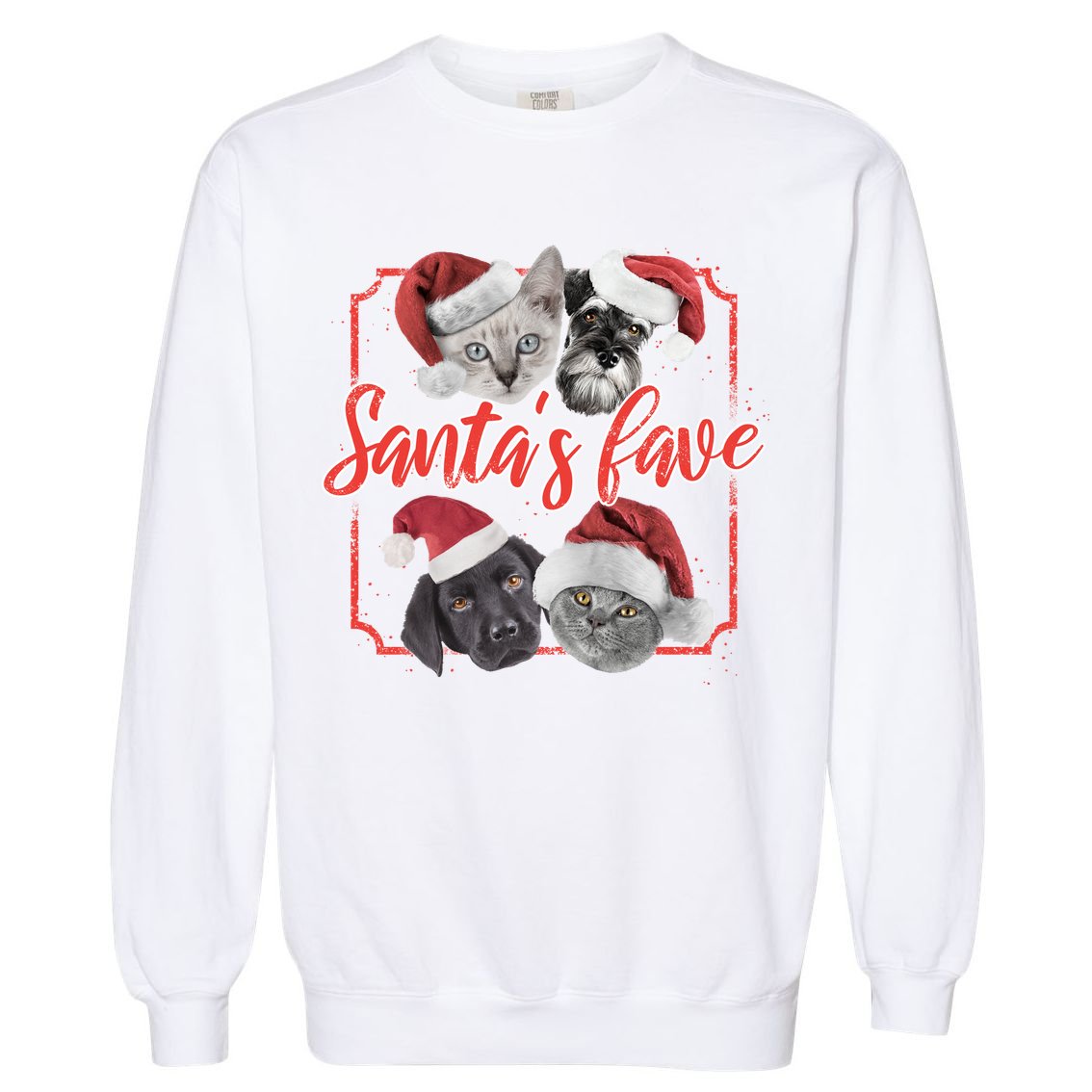 Cats And Dogs Santa's Love Garment-Dyed Sweatshirt