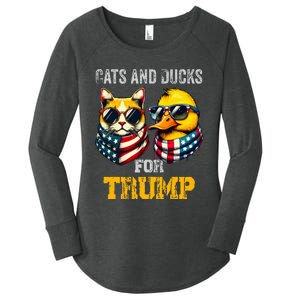 Cats And Ducks For Trump President 2024 Trump Vance 2024 Women's Perfect Tri Tunic Long Sleeve Shirt