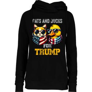 Cats And Ducks For Trump President 2024 Trump Vance 2024 Womens Funnel Neck Pullover Hood