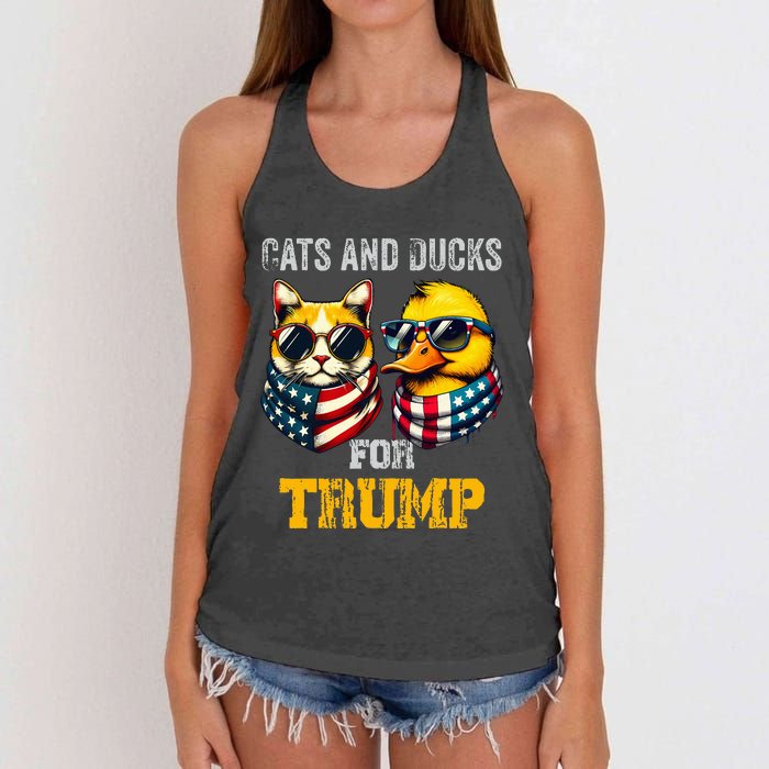 Cats And Ducks For Trump President 2024 Trump Vance 2024 Women's Knotted Racerback Tank