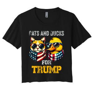 Cats And Ducks For Trump President 2024 Trump Vance 2024 Women's Crop Top Tee