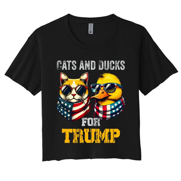 Cats And Ducks For Trump President 2024 Trump Vance 2024 Women's Crop Top Tee