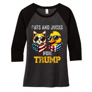 Cats And Ducks For Trump President 2024 Trump Vance 2024 Women's Tri-Blend 3/4-Sleeve Raglan Shirt