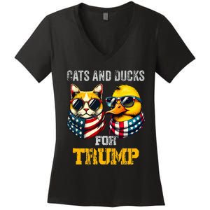 Cats And Ducks For Trump President 2024 Trump Vance 2024 Women's V-Neck T-Shirt