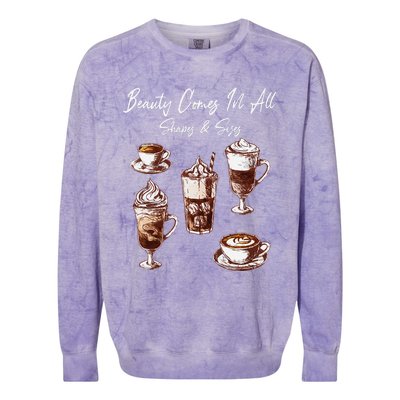 Coffee Aficionado Diverse Coffee Cups Shape Art Colorblast Crewneck Sweatshirt