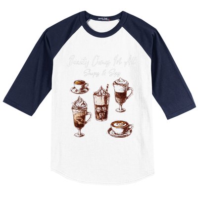 Coffee Aficionado Diverse Coffee Cups Shape Art Baseball Sleeve Shirt