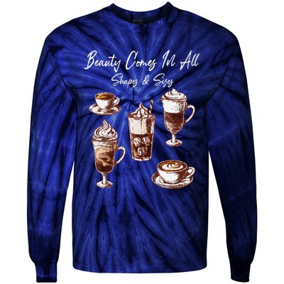 Coffee Aficionado Diverse Coffee Cups Shape Art Tie-Dye Long Sleeve Shirt