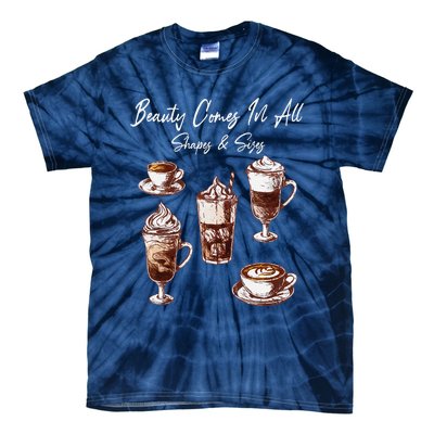 Coffee Aficionado Diverse Coffee Cups Shape Art Tie-Dye T-Shirt