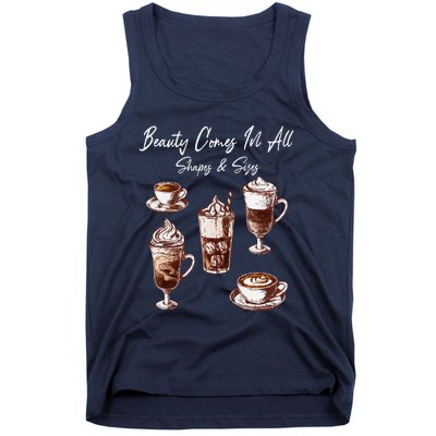 Coffee Aficionado Diverse Coffee Cups Shape Art Tank Top