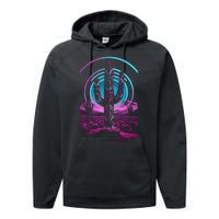 Cool Artsy Desert Cactus Performance Fleece Hoodie