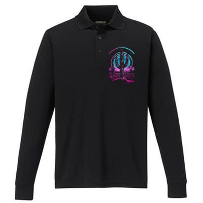 Cool Artsy Desert Cactus Performance Long Sleeve Polo