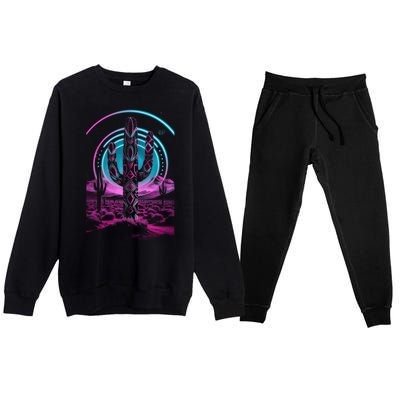 Cool Artsy Desert Cactus Premium Crewneck Sweatsuit Set