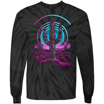 Cool Artsy Desert Cactus Tie-Dye Long Sleeve Shirt