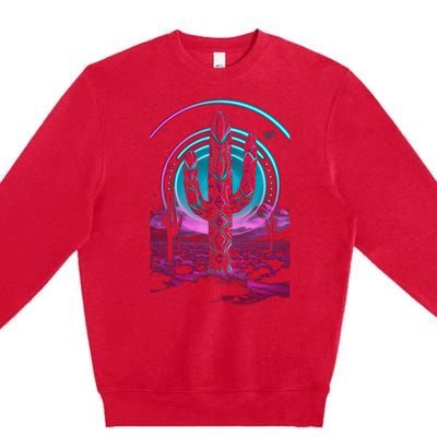 Cool Artsy Desert Cactus Premium Crewneck Sweatshirt