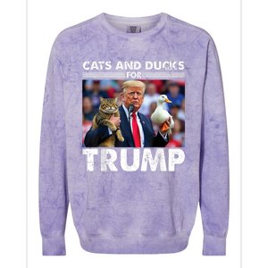 Cats And Ducks For Trump 2024 Kittens And Ducks For Trump Colorblast Crewneck Sweatshirt