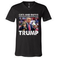 Cats And Ducks For Trump 2024 Kittens And Ducks For Trump V-Neck T-Shirt