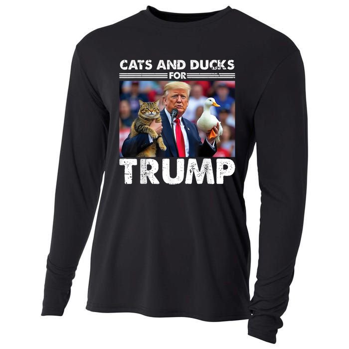 Cats And Ducks For Trump 2024 Kittens And Ducks For Trump Cooling Performance Long Sleeve Crew