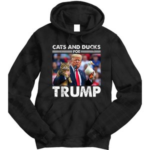 Cats And Ducks For Trump 2024 Kittens And Ducks For Trump Tie Dye Hoodie