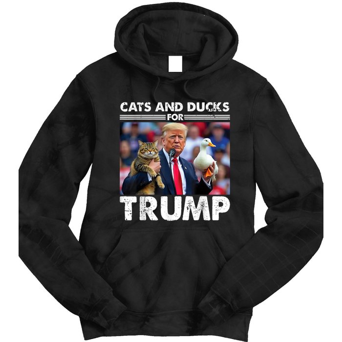 Cats And Ducks For Trump 2024 Kittens And Ducks For Trump Tie Dye Hoodie