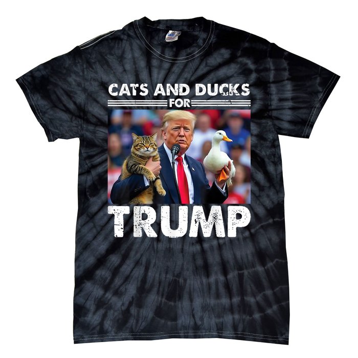 Cats And Ducks For Trump 2024 Kittens And Ducks For Trump Tie-Dye T-Shirt