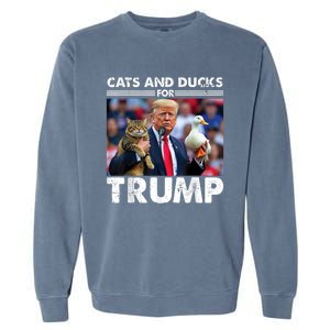 Cats And Ducks For Trump 2024 Kittens And Ducks For Trump Garment-Dyed Sweatshirt