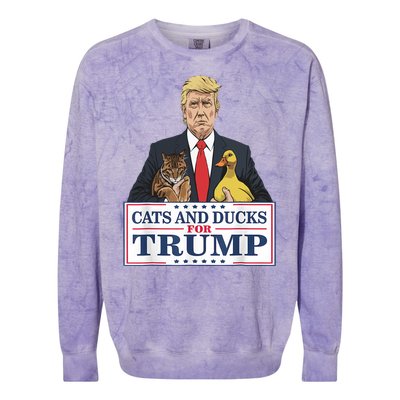 Cats And Ducks For Trump 2024 Kittens And Ducks For Trump Colorblast Crewneck Sweatshirt