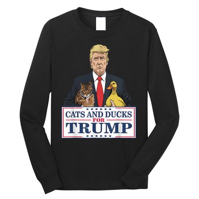 Cats And Ducks For Trump 2024 Kittens And Ducks For Trump Long Sleeve Shirt