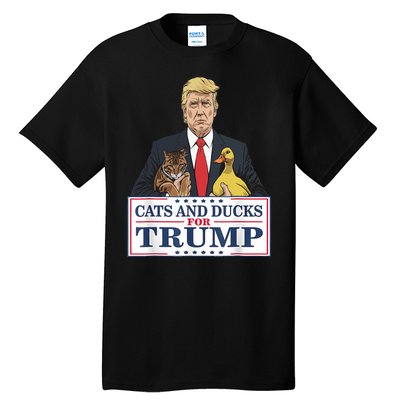 Cats And Ducks For Trump 2024 Kittens And Ducks For Trump Tall T-Shirt