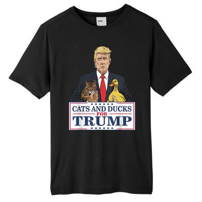 Cats And Ducks For Trump 2024 Kittens And Ducks For Trump Tall Fusion ChromaSoft Performance T-Shirt