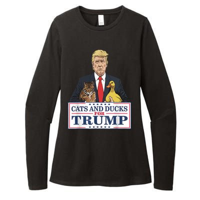 Cats And Ducks For Trump 2024 Kittens And Ducks For Trump Womens CVC Long Sleeve Shirt