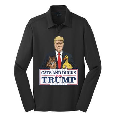 Cats And Ducks For Trump 2024 Kittens And Ducks For Trump Silk Touch Performance Long Sleeve Polo