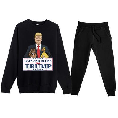 Cats And Ducks For Trump 2024 Kittens And Ducks For Trump Premium Crewneck Sweatsuit Set