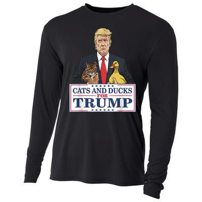 Cats And Ducks For Trump 2024 Kittens And Ducks For Trump Cooling Performance Long Sleeve Crew