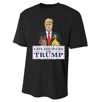 Cats And Ducks For Trump 2024 Kittens And Ducks For Trump Performance Sprint T-Shirt