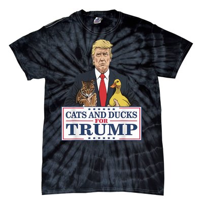 Cats And Ducks For Trump 2024 Kittens And Ducks For Trump Tie-Dye T-Shirt