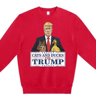 Cats And Ducks For Trump 2024 Kittens And Ducks For Trump Premium Crewneck Sweatshirt