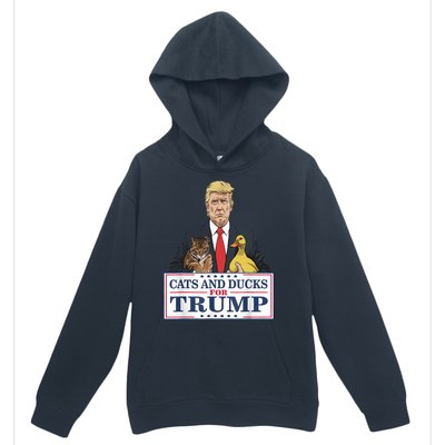 Cats And Ducks For Trump 2024 Kittens And Ducks For Trump Urban Pullover Hoodie