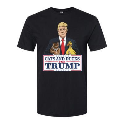 Cats And Ducks For Trump 2024 Kittens And Ducks For Trump Softstyle CVC T-Shirt