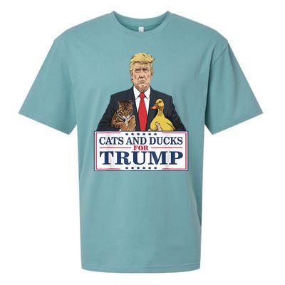 Cats And Ducks For Trump 2024 Kittens And Ducks For Trump Sueded Cloud Jersey T-Shirt