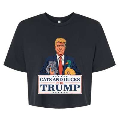 Cats And Ducks For Trump 2024 Kittens And Ducks For Trump Bella+Canvas Jersey Crop Tee