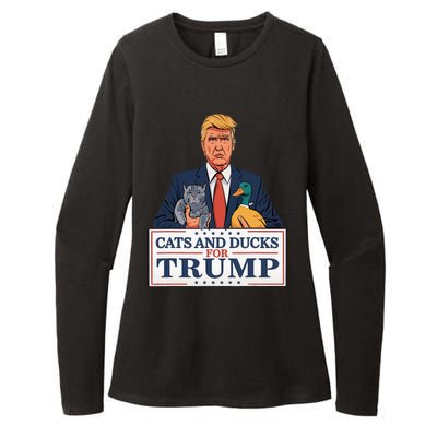 Cats And Ducks For Trump 2024 Kittens And Ducks For Trump Womens CVC Long Sleeve Shirt